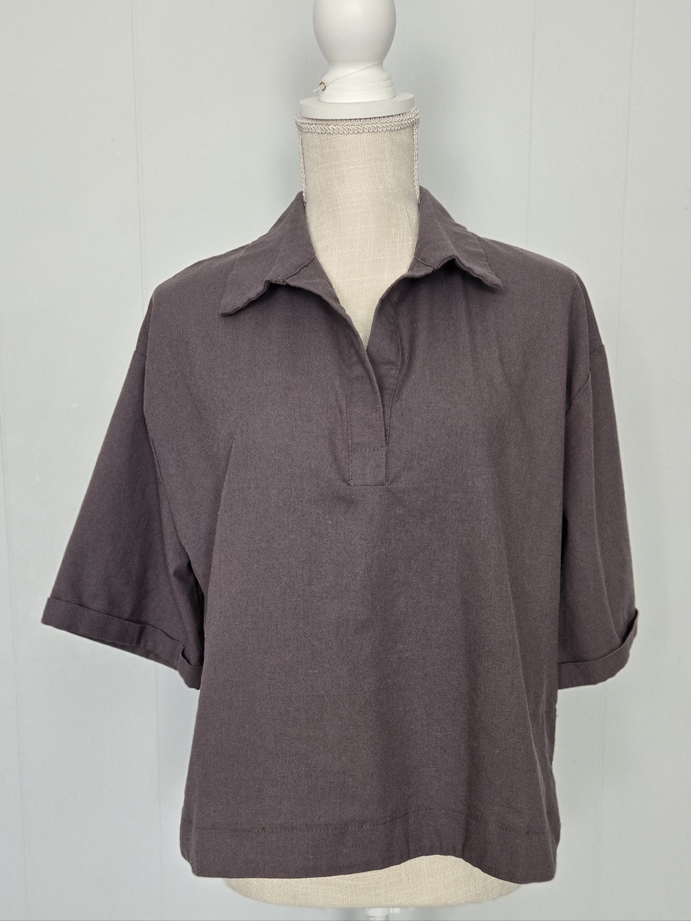 HYFVE Boxy Polo Tunic in Plum